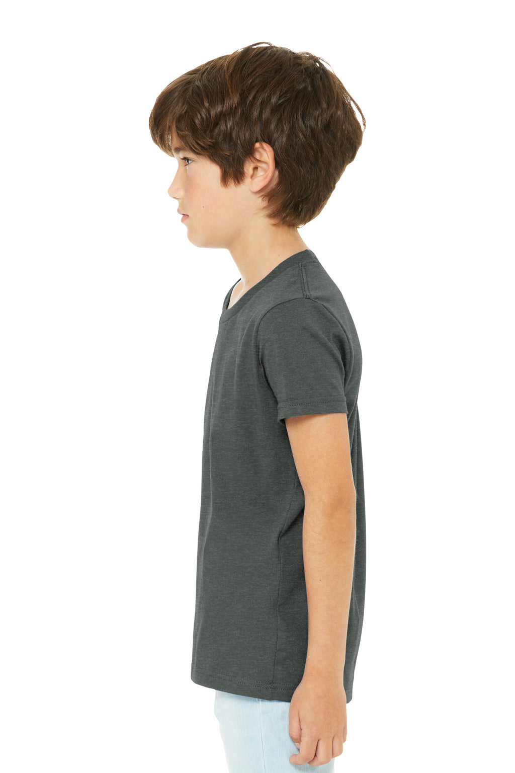 BELLA+CANVAS Youth Heather CVC Tee BC3001YCVC - Deep Heather - side