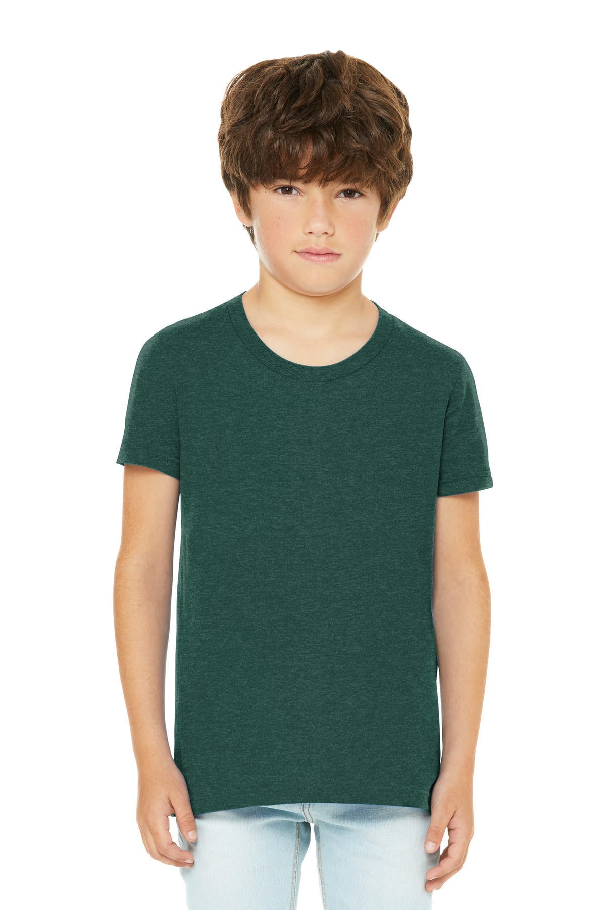 BELLA+CANVAS Youth Heather CVC Tee BC3001YCVC - Heather Forest - front