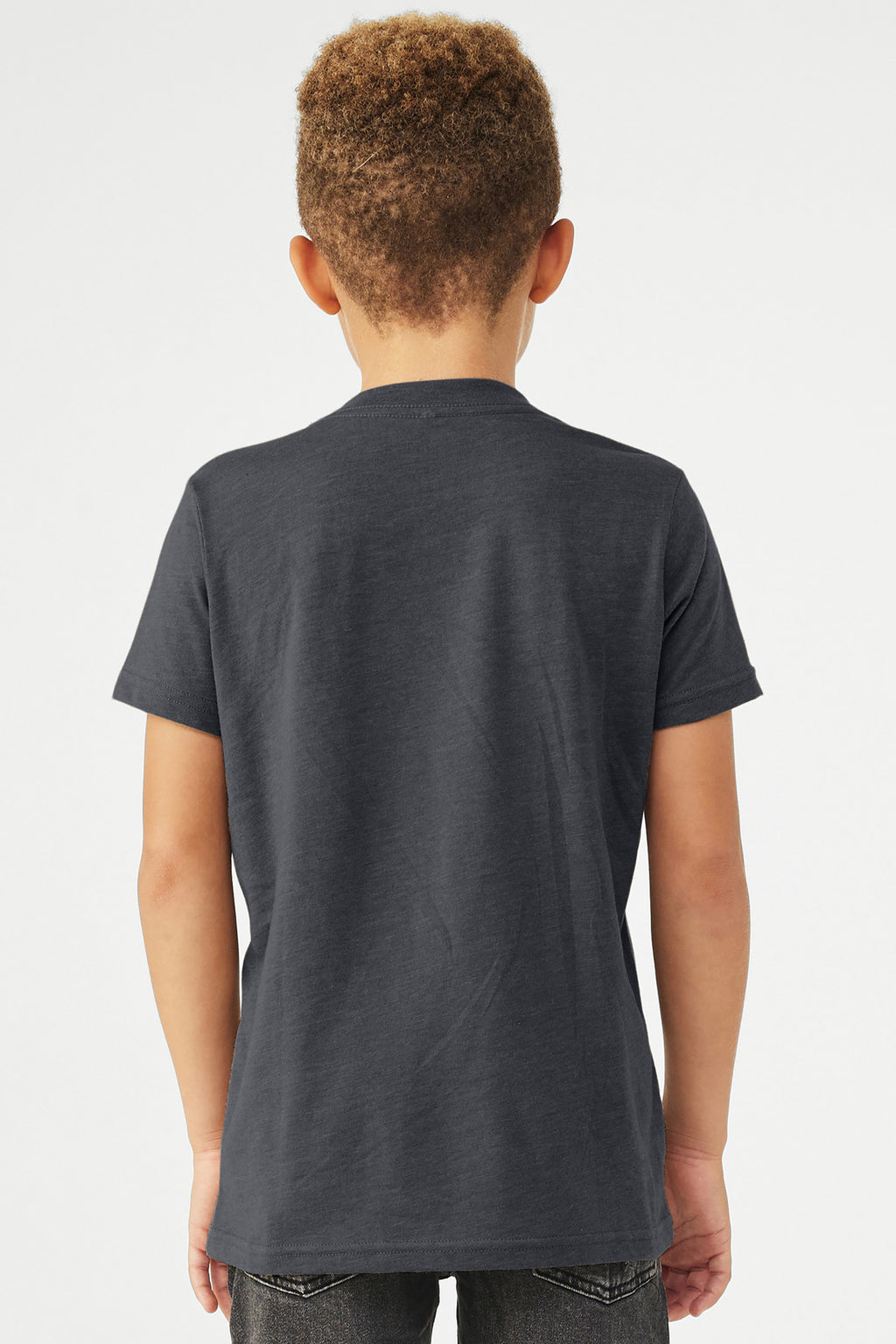 BELLA+CANVAS Youth Heather CVC Tee BC3001YCVC - Heather Midnight Navy - back