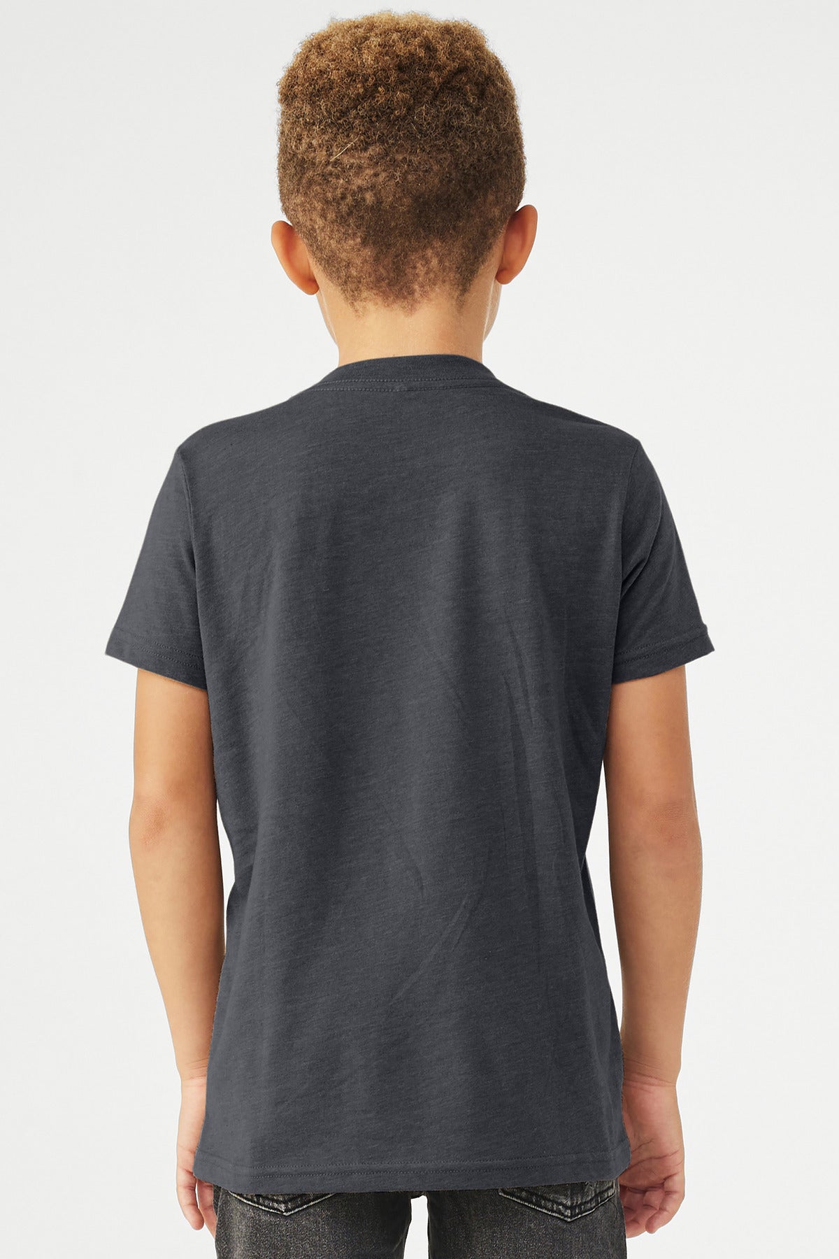 BELLA+CANVAS Youth Heather CVC Tee BC3001YCVC - Heather Midnight Navy - back