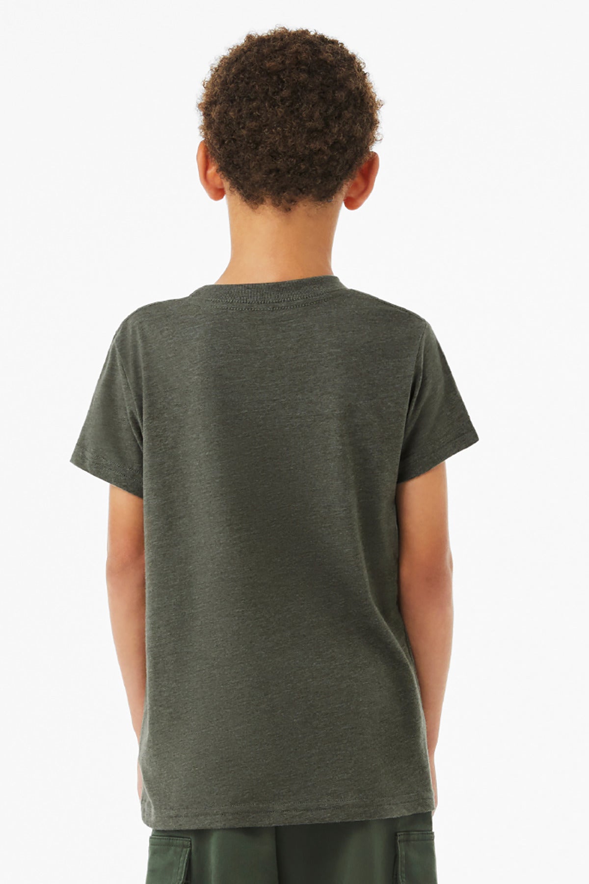 BELLA+CANVAS Youth Heather CVC Tee BC3001YCVC - Heather Military Green - back