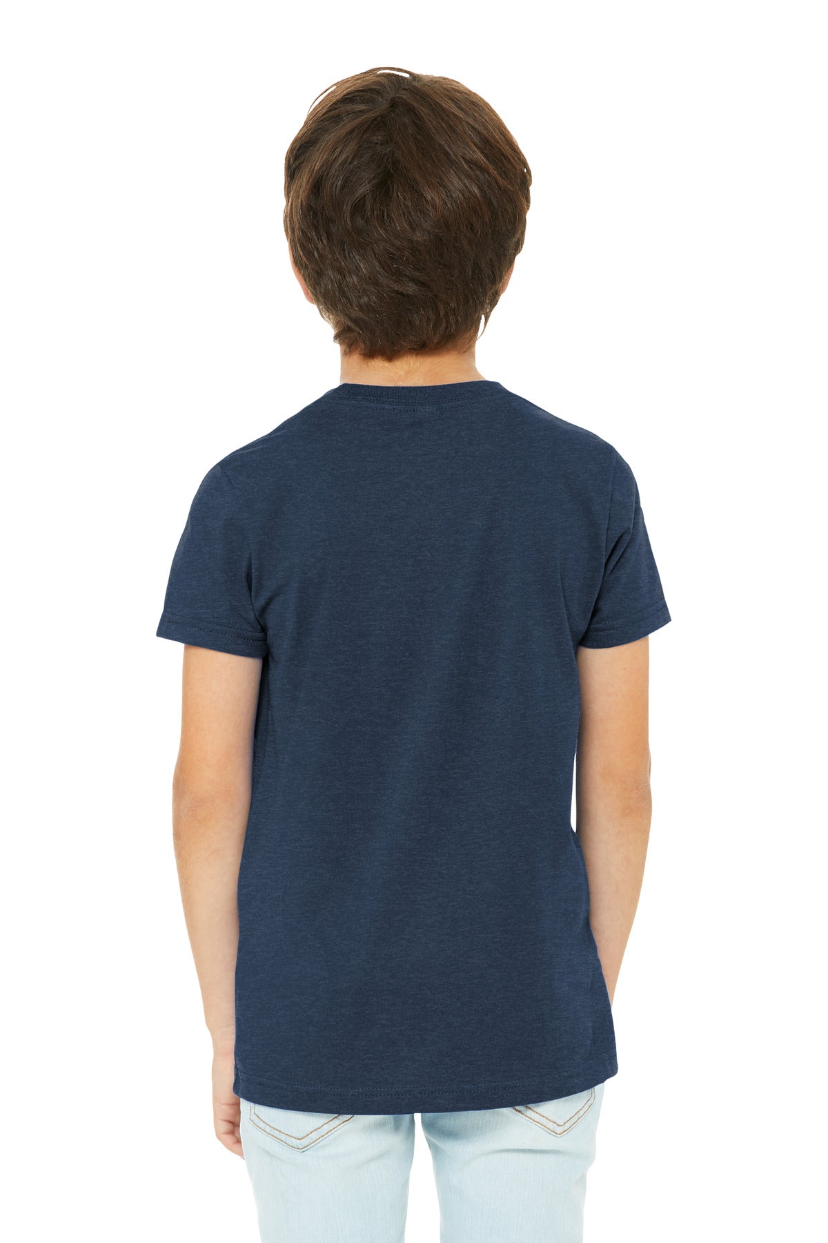 BELLA+CANVAS Youth Heather CVC Tee BC3001YCVC - Heather Navy - back