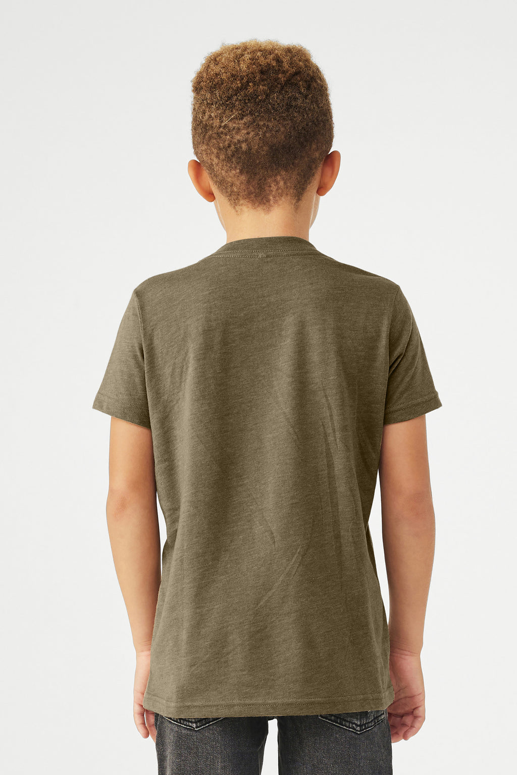 BELLA+CANVAS Youth Heather CVC Tee BC3001YCVC - Heather Olive - back