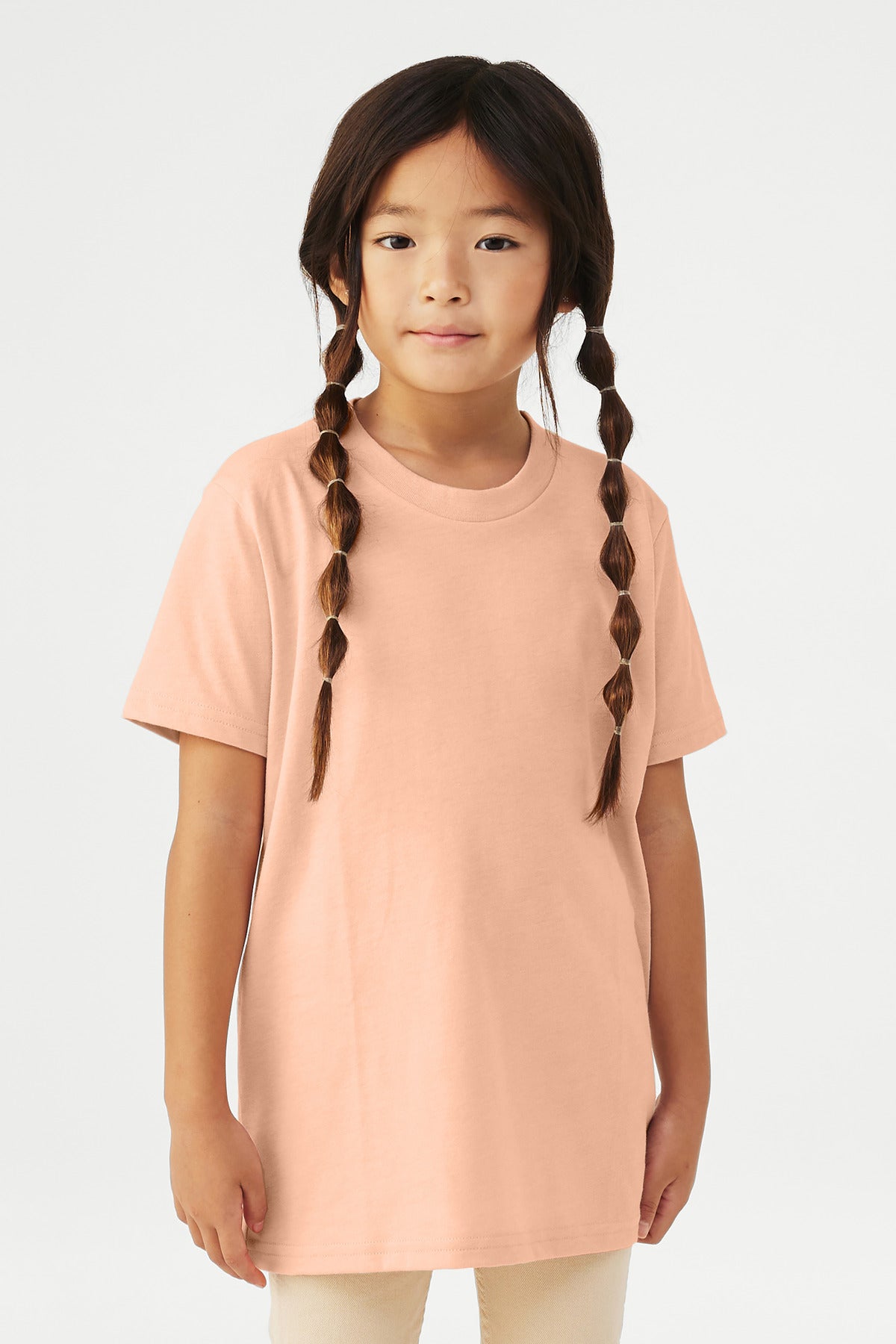 BELLA+CANVAS Youth Heather CVC Tee BC3001YCVC - Heather Peach - front