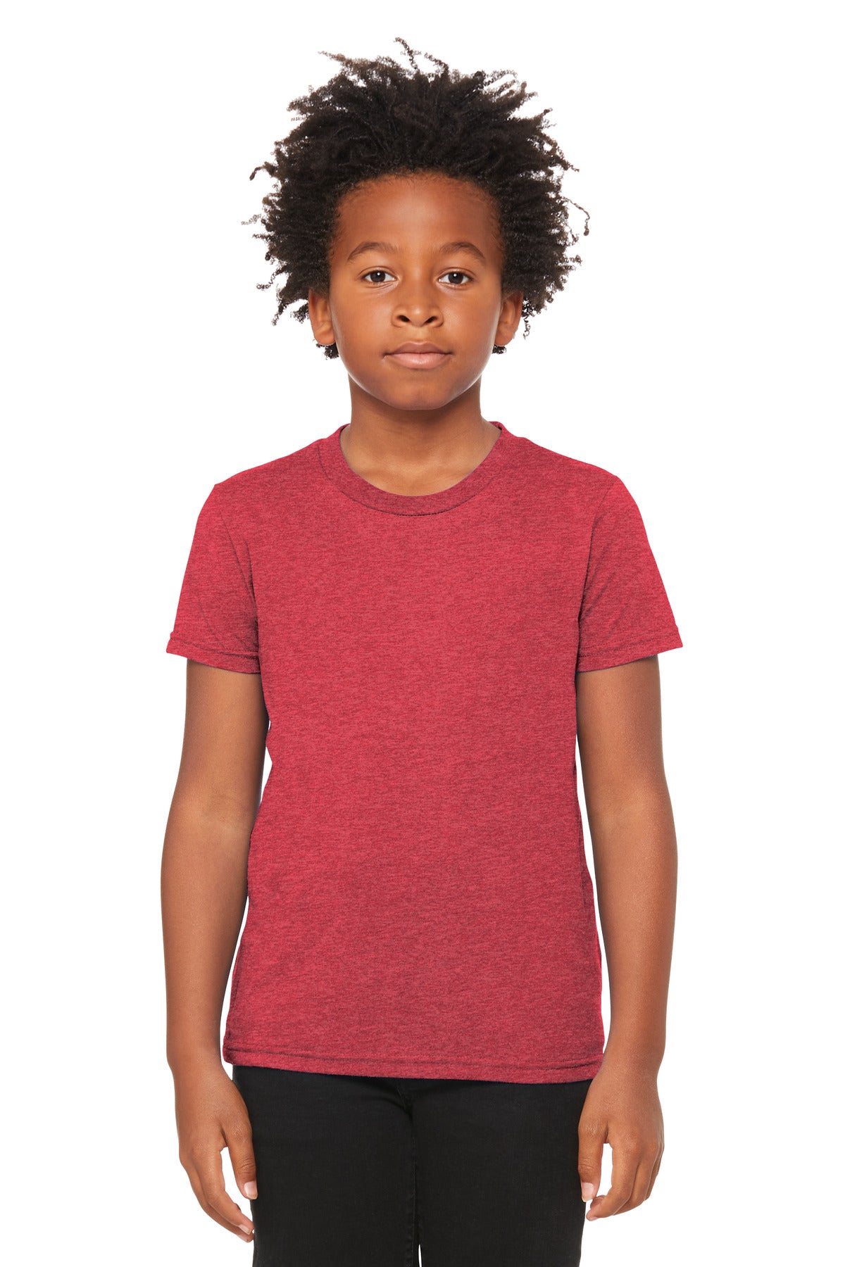 BELLA+CANVAS Youth Heather CVC Tee BC3001YCVC - Heather Red - front