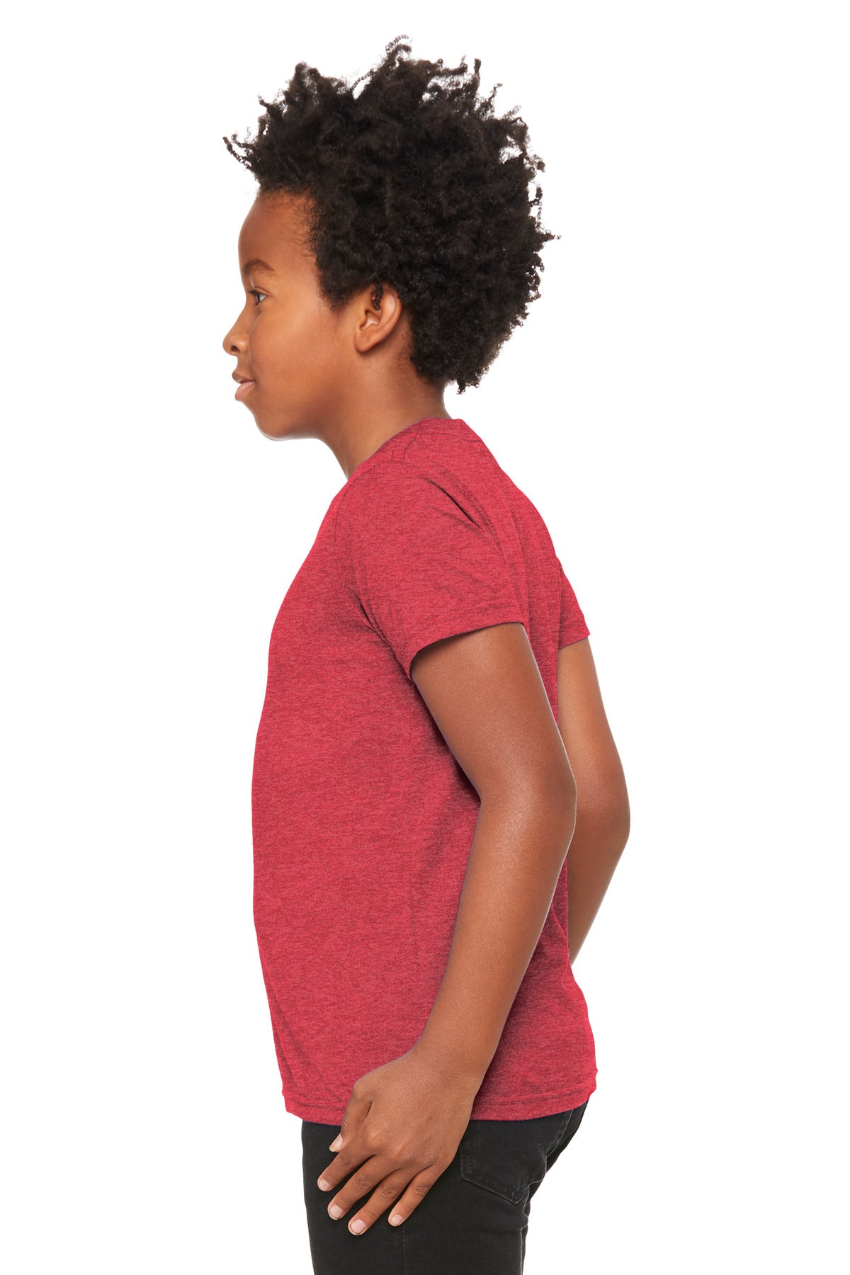 BELLA+CANVAS Youth Heather CVC Tee BC3001YCVC - Heather Red - side