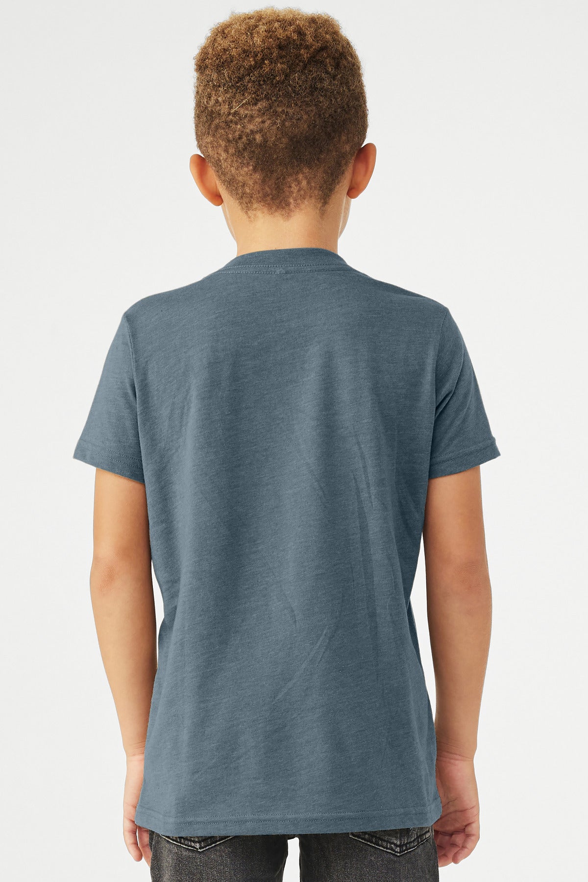 BELLA+CANVAS Youth Heather CVC Tee BC3001YCVC - Heather Slate - back