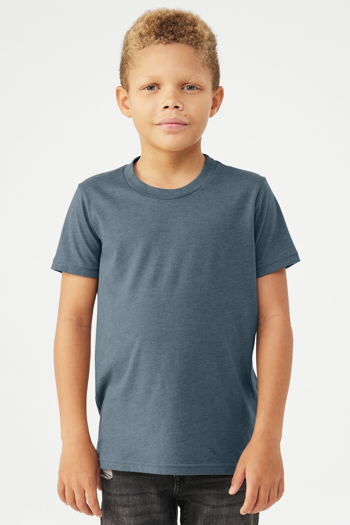 BELLA+CANVAS Youth Heather CVC Tee BC3001YCVC - Heather Slate - front