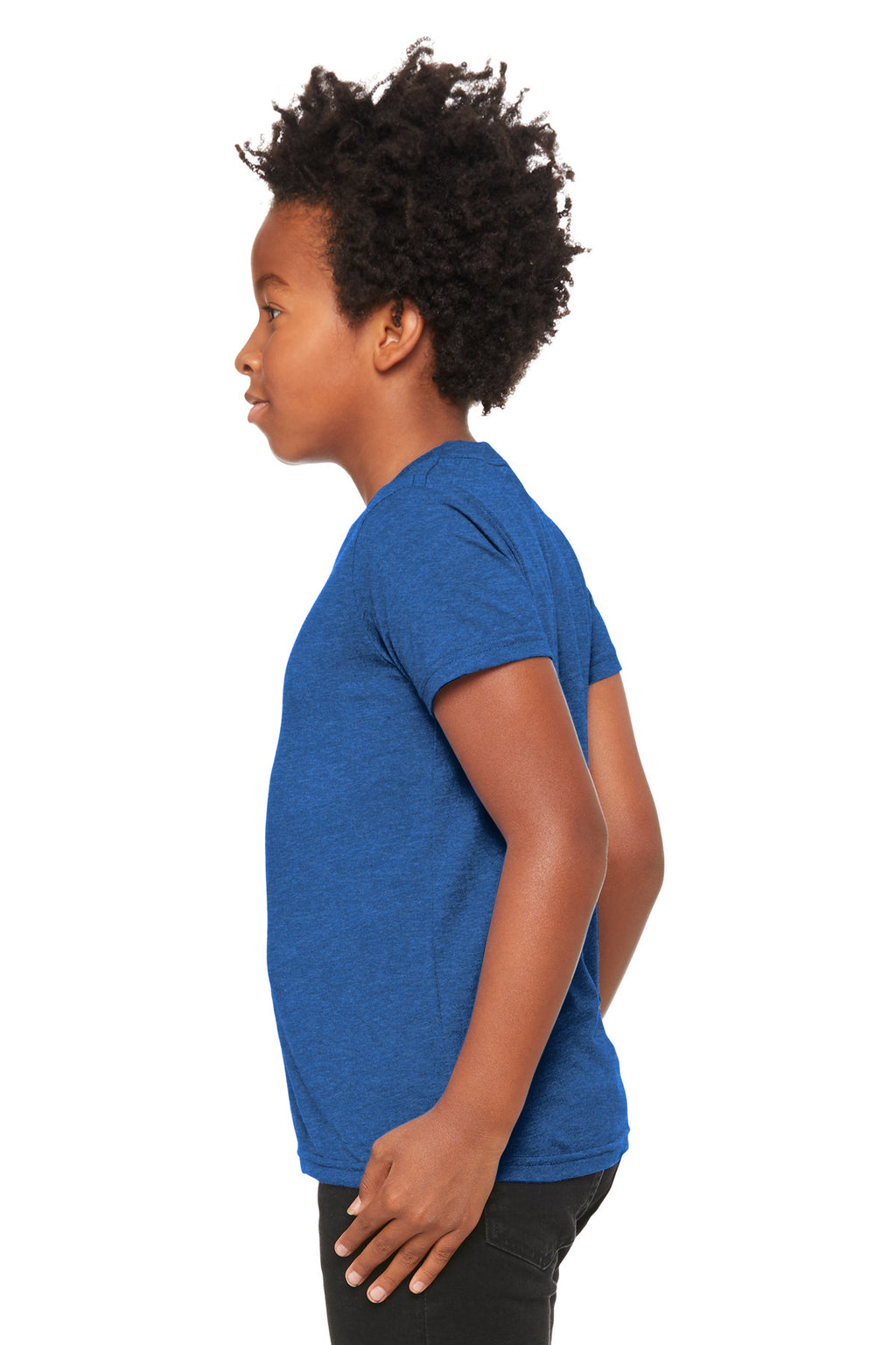 BELLA+CANVAS Youth Heather CVC Tee BC3001YCVC - Heather True Royal - side