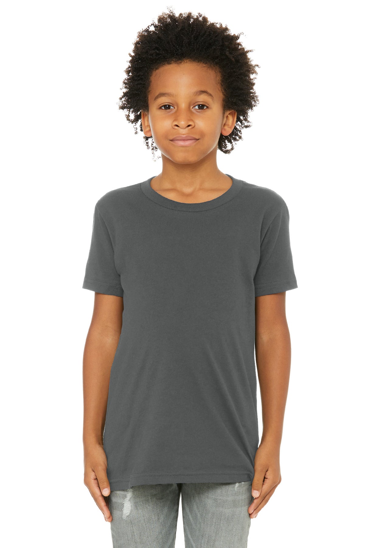 BELLA+CANVAS Youth Jersey Short Sleeve Tee. BC3001Y - Asphalt - front