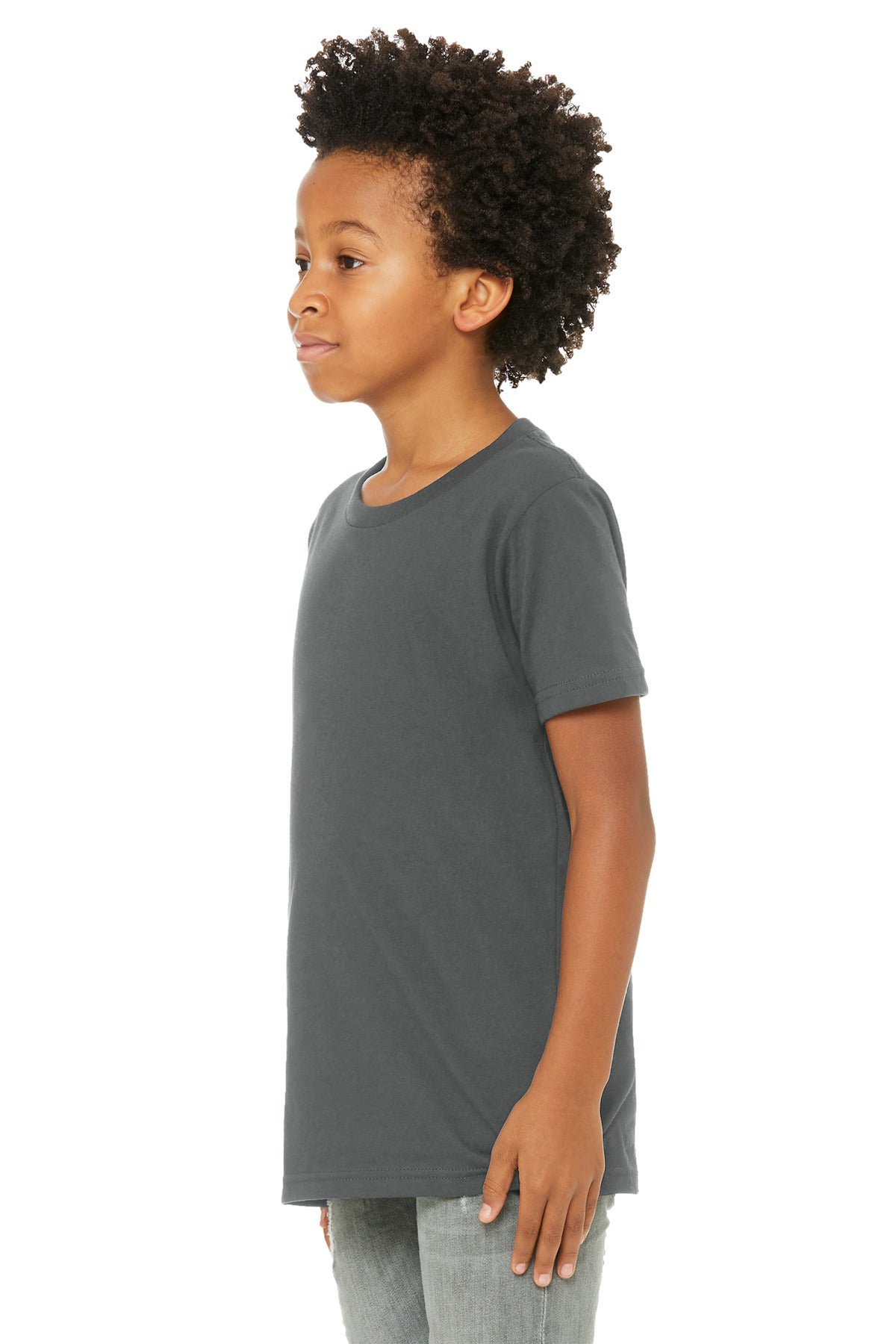 BELLA+CANVAS Youth Jersey Short Sleeve Tee. BC3001Y - Asphalt - side