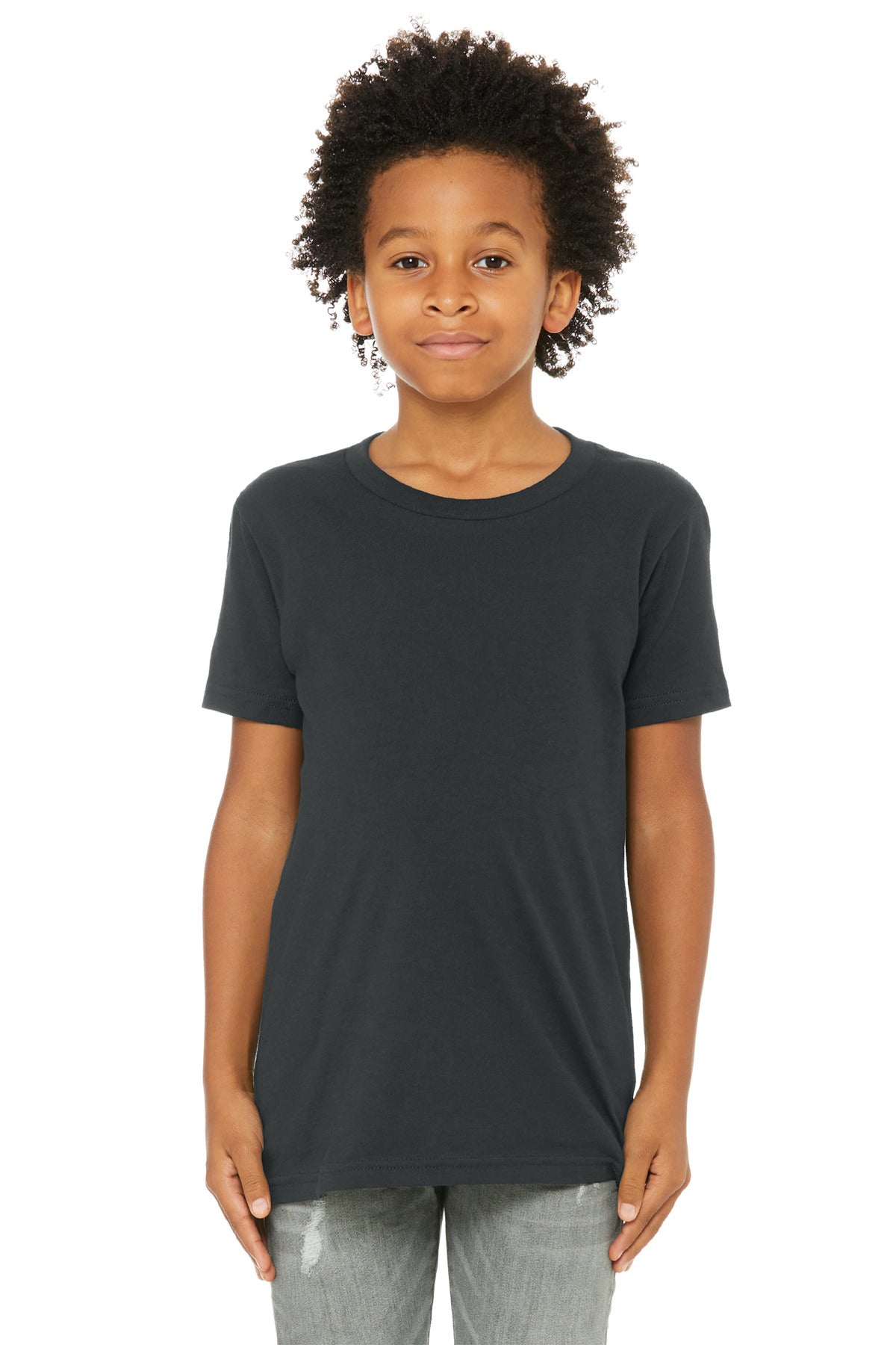 BELLA+CANVAS Youth Jersey Short Sleeve Tee. BC3001Y - Dark Grey - front