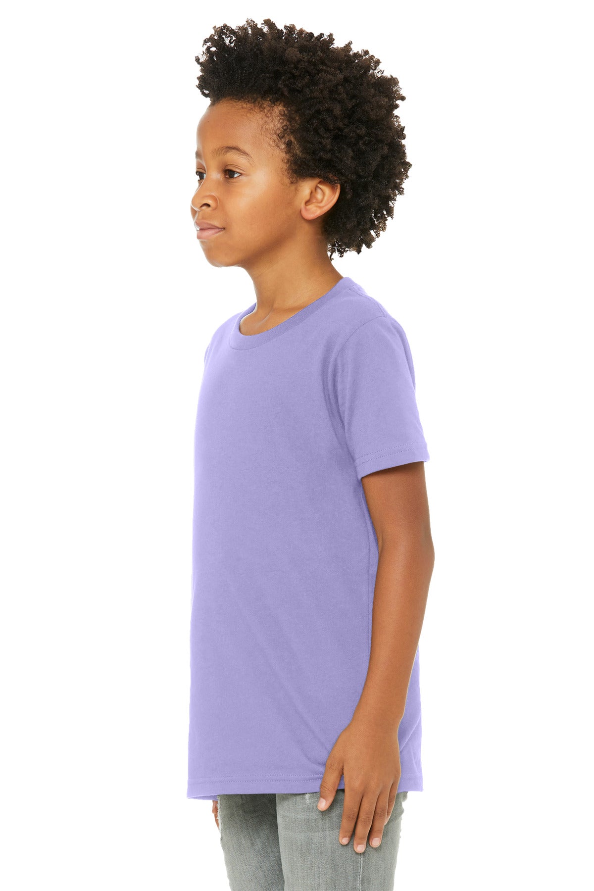 BELLA+CANVAS Youth Jersey Short Sleeve Tee. BC3001Y - Dark Lavender - side