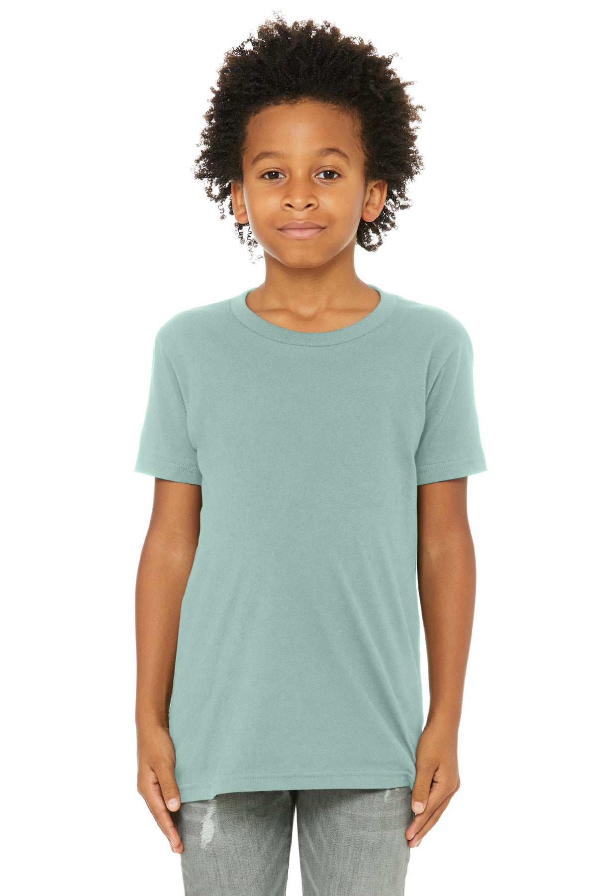 BELLA+CANVAS Youth Jersey Short Sleeve Tee. BC3001Y - Dusty Blue - front