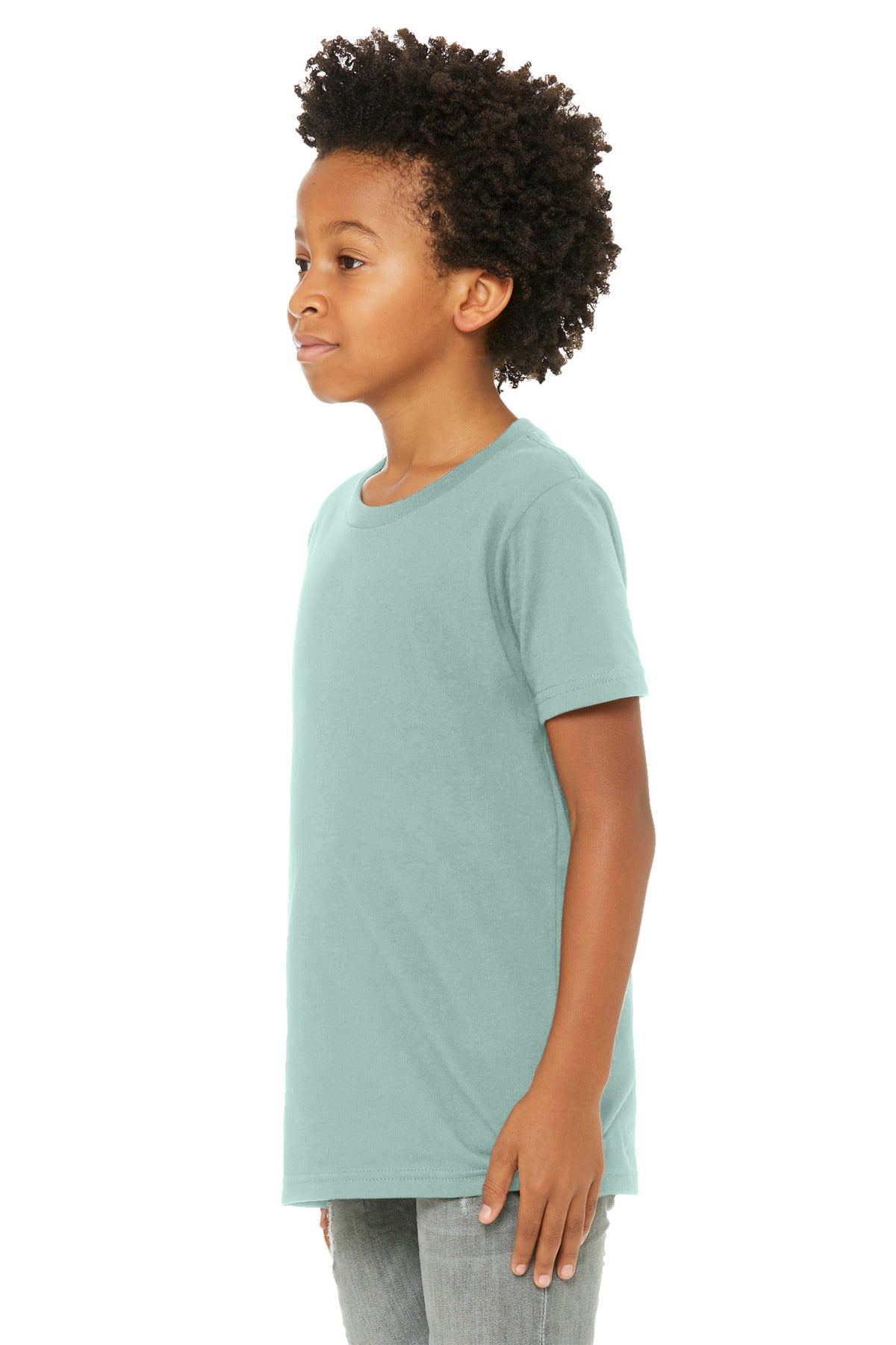 BELLA+CANVAS Youth Jersey Short Sleeve Tee. BC3001Y - Dusty Blue - side