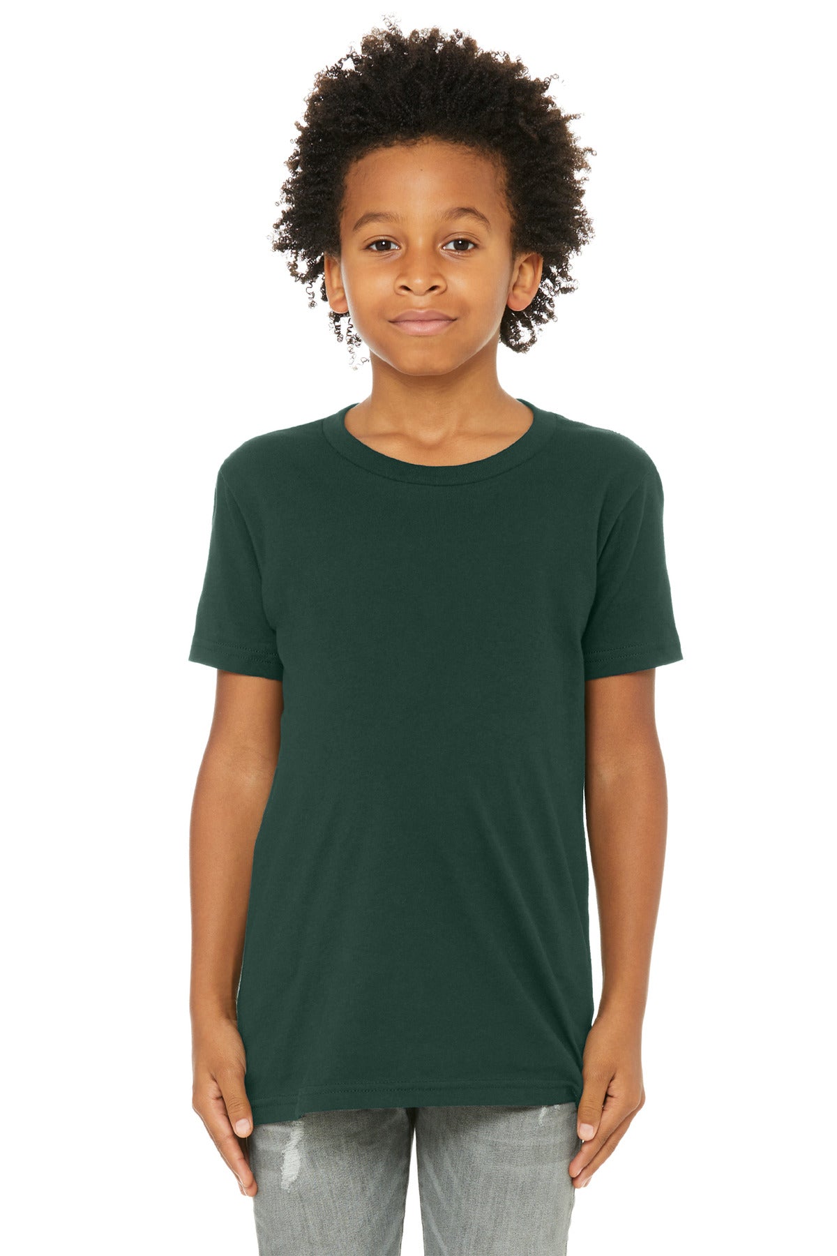 BELLA+CANVAS Youth Jersey Short Sleeve Tee. BC3001Y - Forest - front