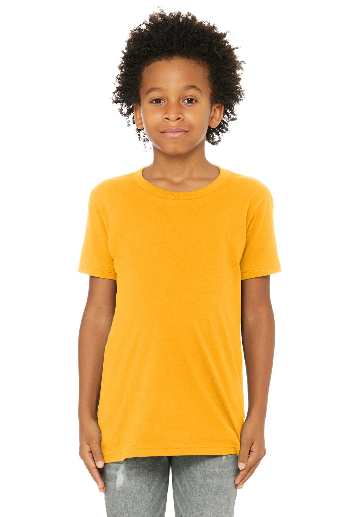 BELLA+CANVAS Youth Jersey Short Sleeve Tee. BC3001Y - Gold - front