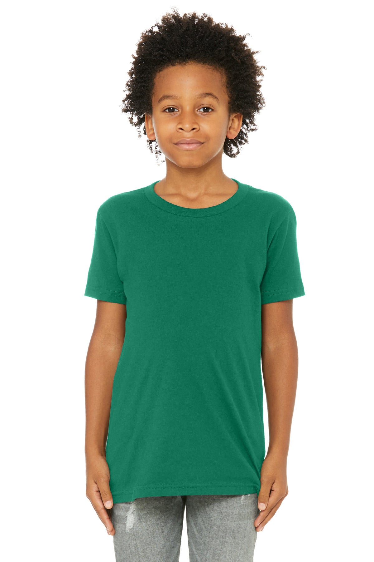BELLA+CANVAS Youth Jersey Short Sleeve Tee. BC3001Y - Kelly - front