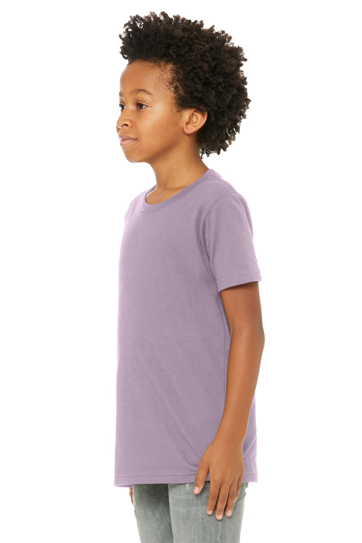BELLA+CANVAS Youth Jersey Short Sleeve Tee. BC3001Y - Light Violet - side