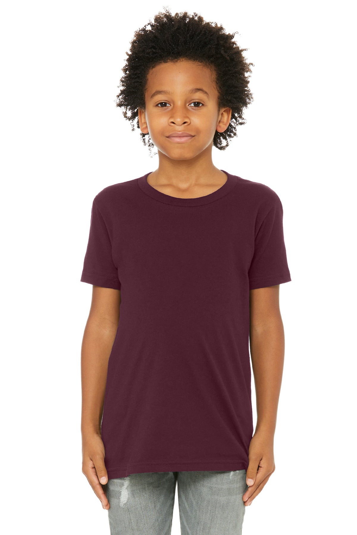 BELLA+CANVAS Youth Jersey Short Sleeve Tee. BC3001Y - Maroon - front