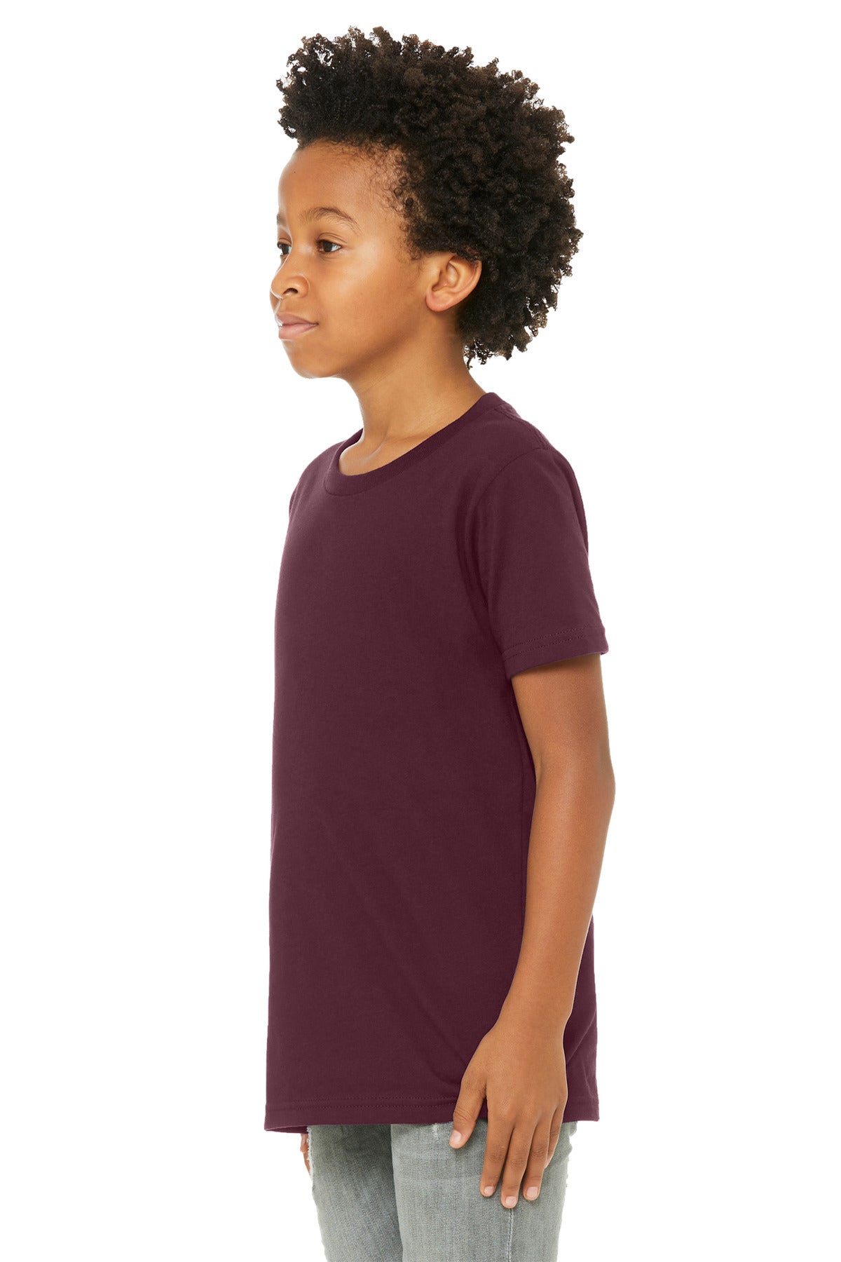 BELLA+CANVAS Youth Jersey Short Sleeve Tee. BC3001Y - Maroon - side