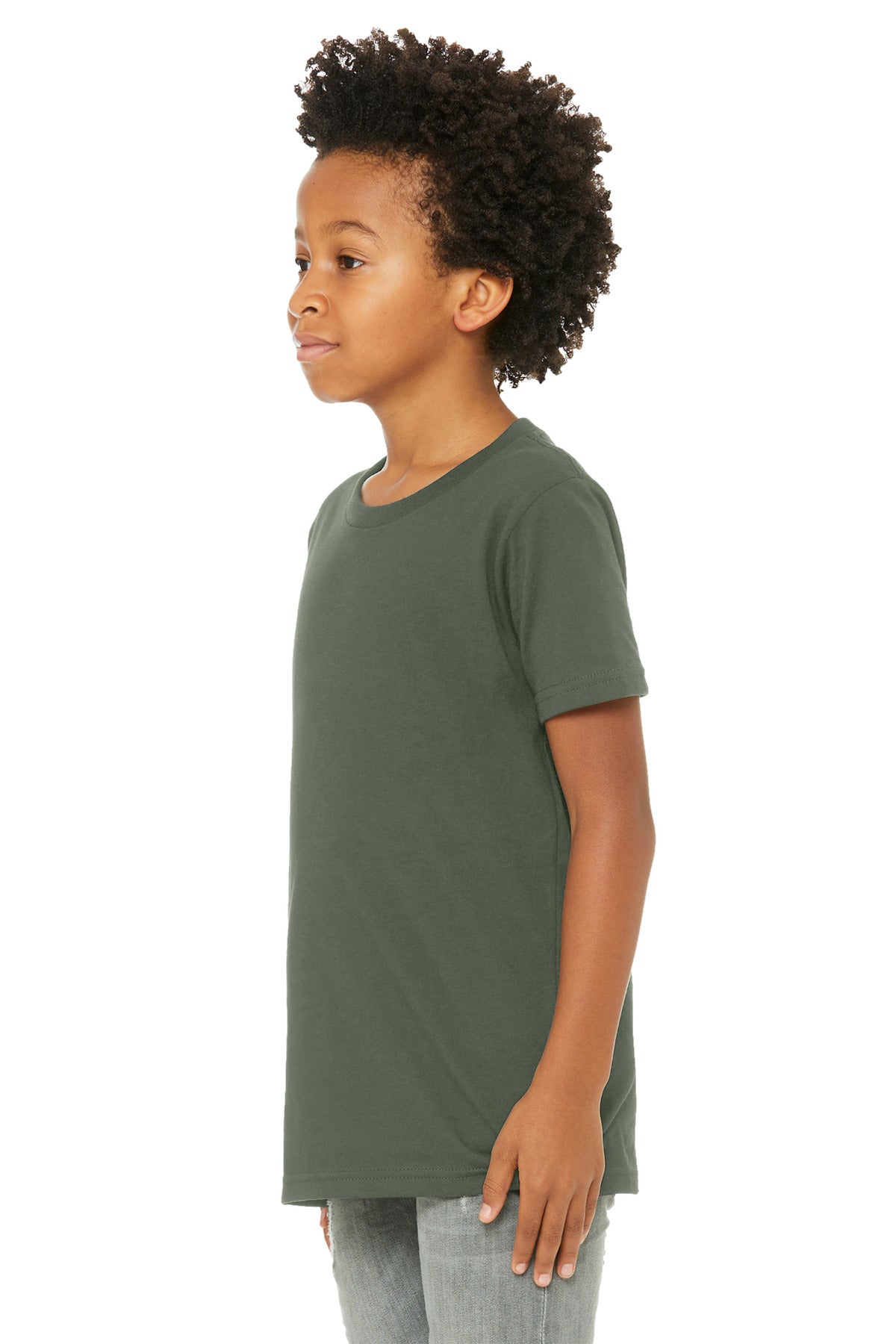 BELLA+CANVAS Youth Jersey Short Sleeve Tee. BC3001Y - Military Green - side