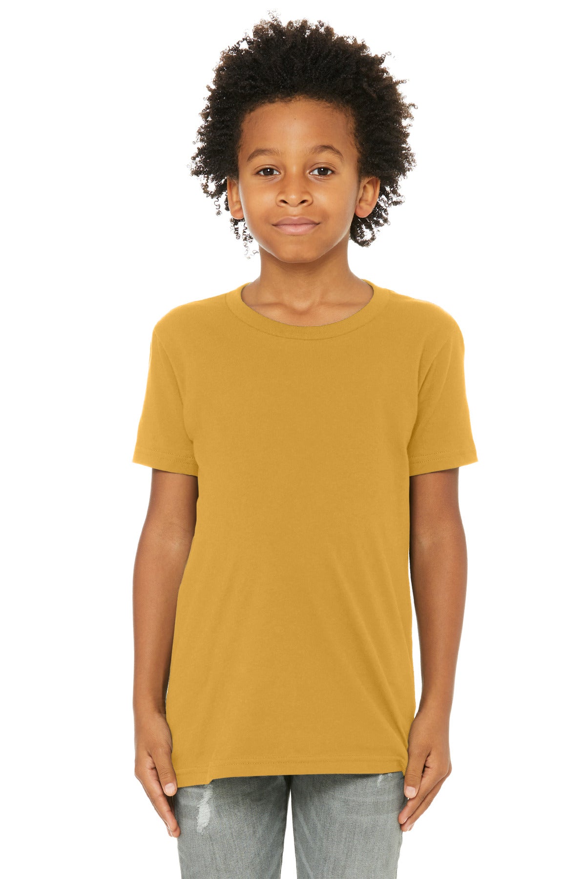 BELLA+CANVAS Youth Jersey Short Sleeve Tee. BC3001Y - Mustard - front