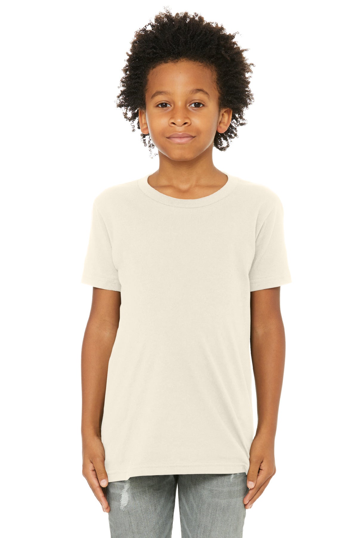 BELLA+CANVAS Youth Jersey Short Sleeve Tee. BC3001Y - Natural - front