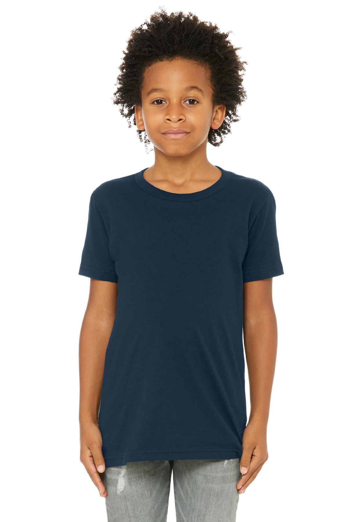 BELLA+CANVAS Youth Jersey Short Sleeve Tee. BC3001Y - Navy - front