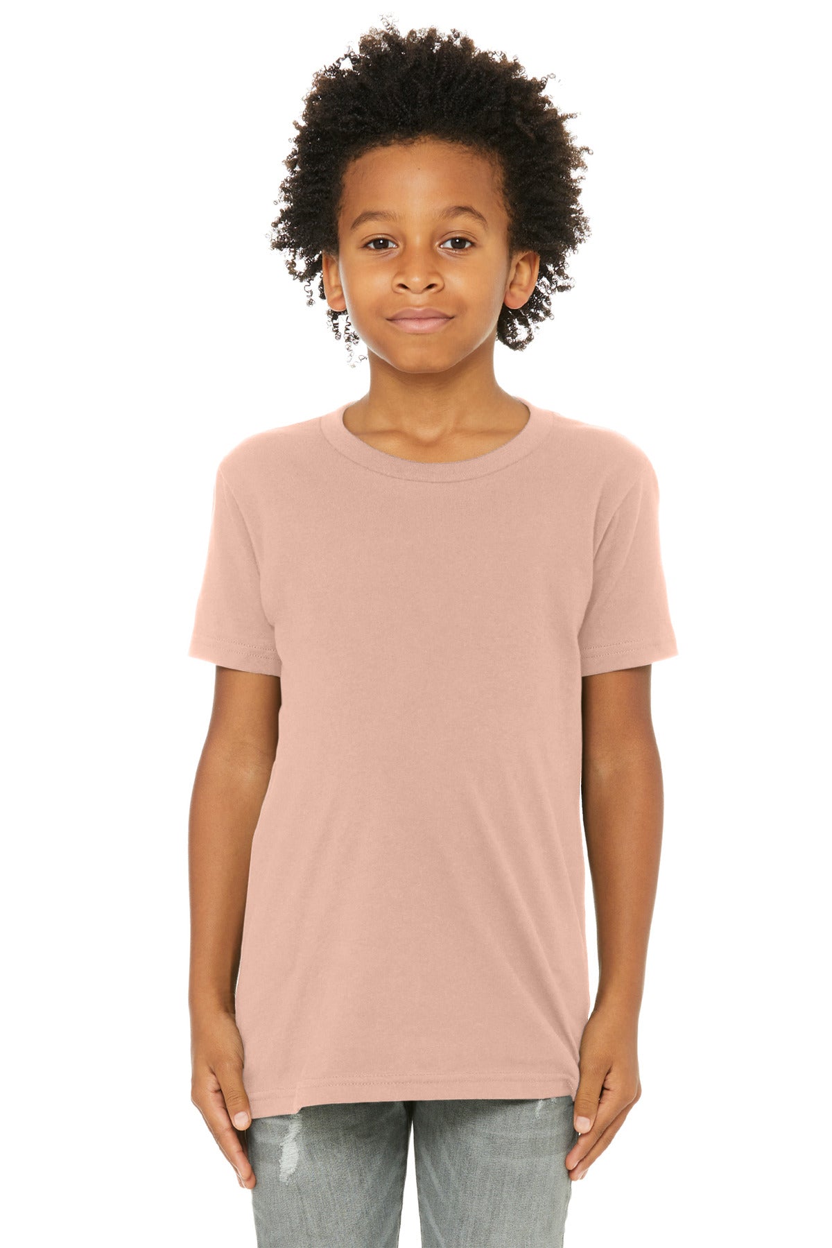 BELLA+CANVAS Youth Jersey Short Sleeve Tee. BC3001Y - Peach - front
