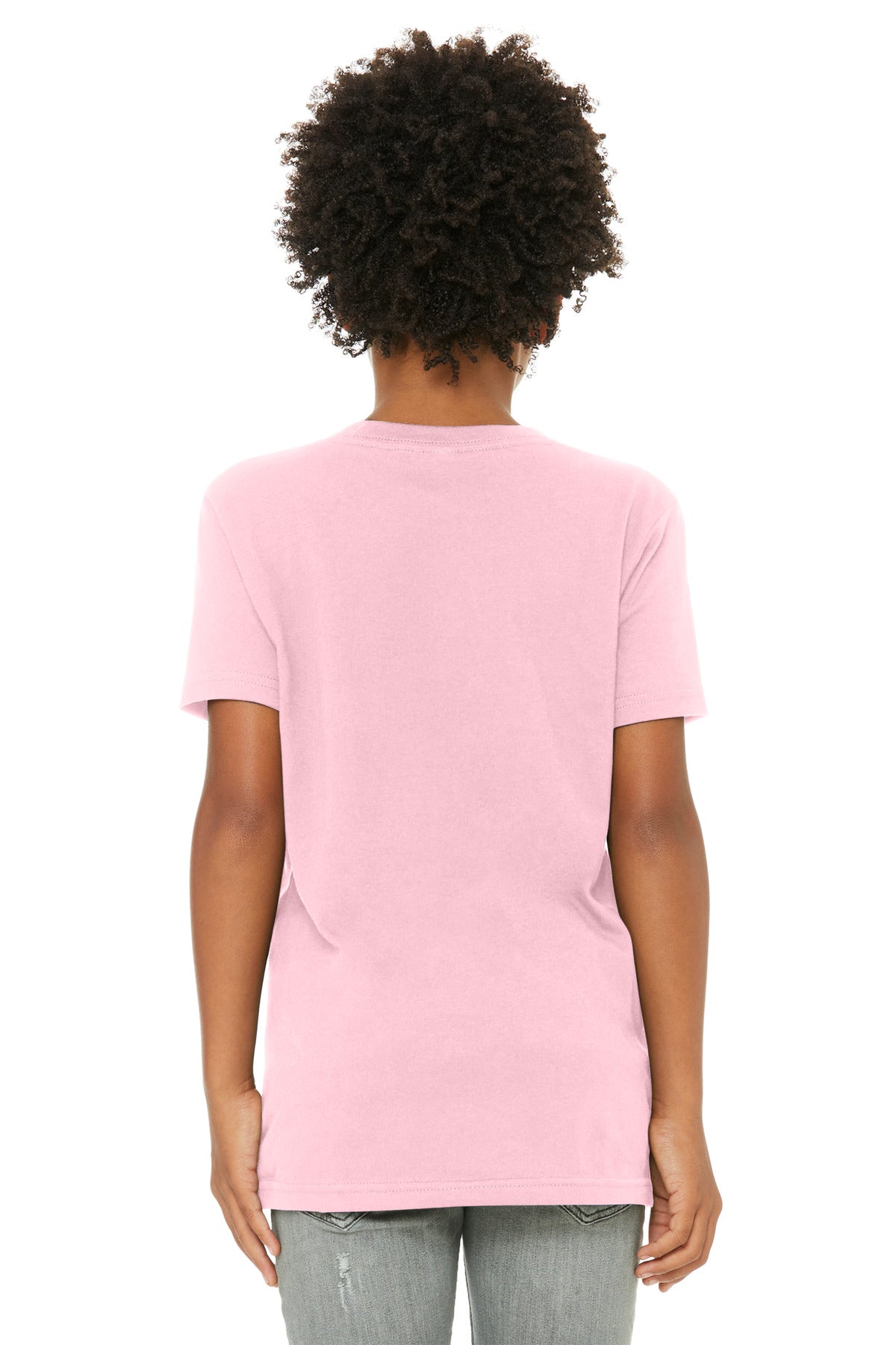 BELLA+CANVAS Youth Jersey Short Sleeve Tee. BC3001Y - Pink - back