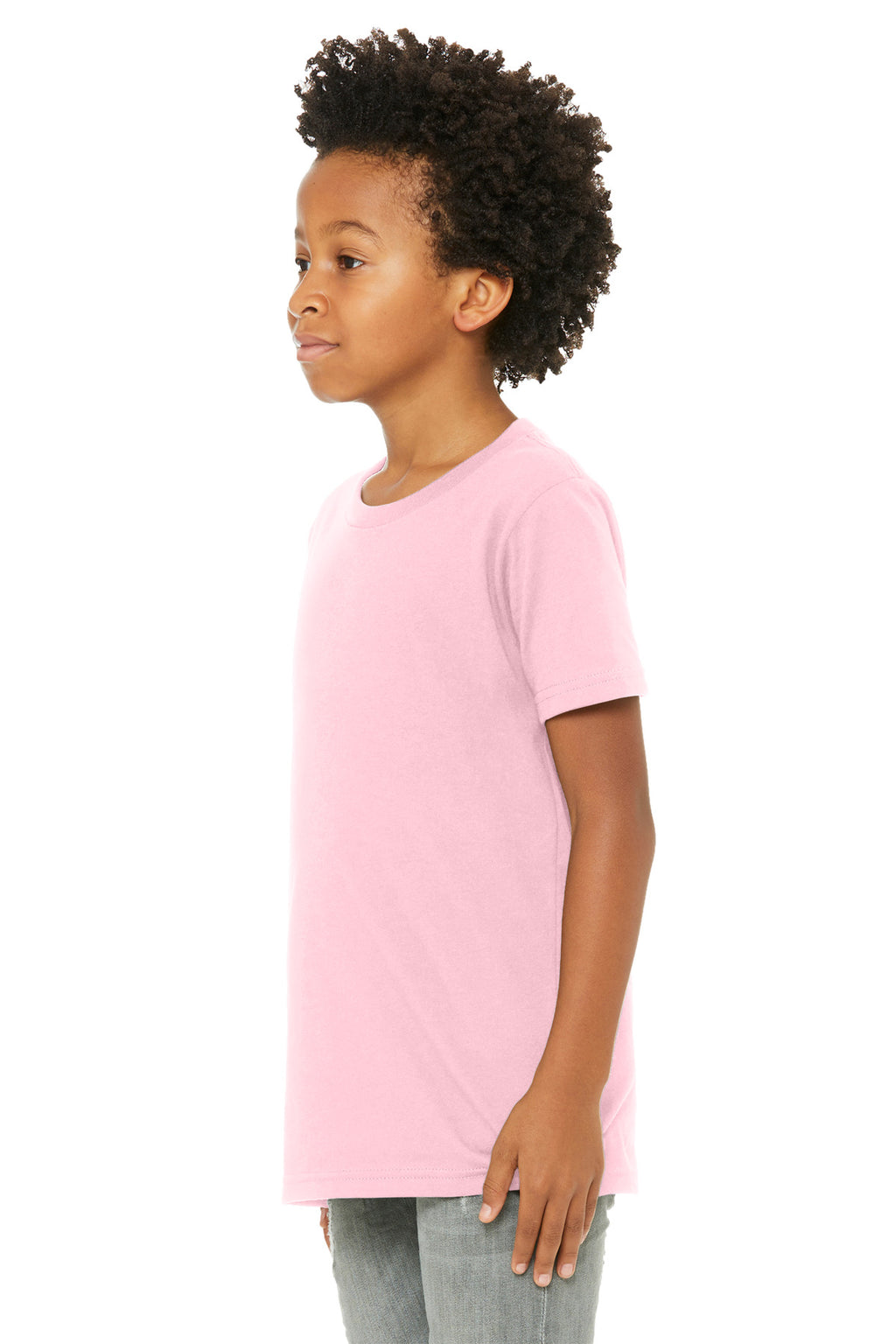 BELLA+CANVAS Youth Jersey Short Sleeve Tee. BC3001Y - Pink - side