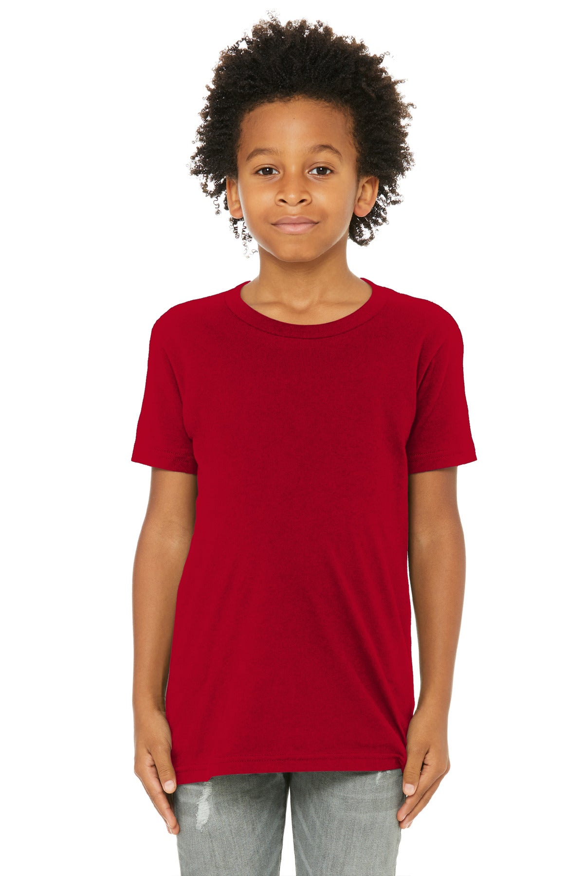 BELLA+CANVAS Youth Jersey Short Sleeve Tee. BC3001Y - Red - front