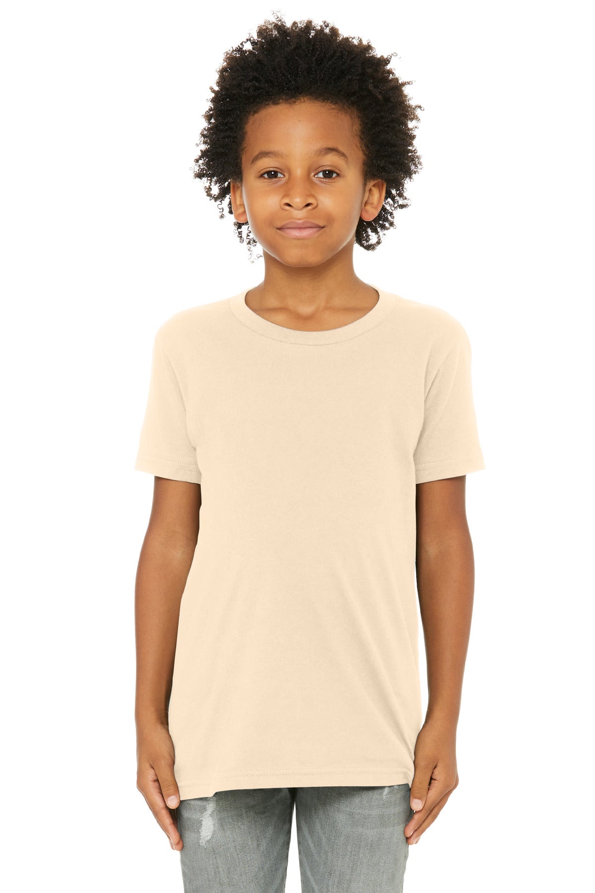 BELLA+CANVAS Youth Jersey Short Sleeve Tee. BC3001Y - Soft Cream - front