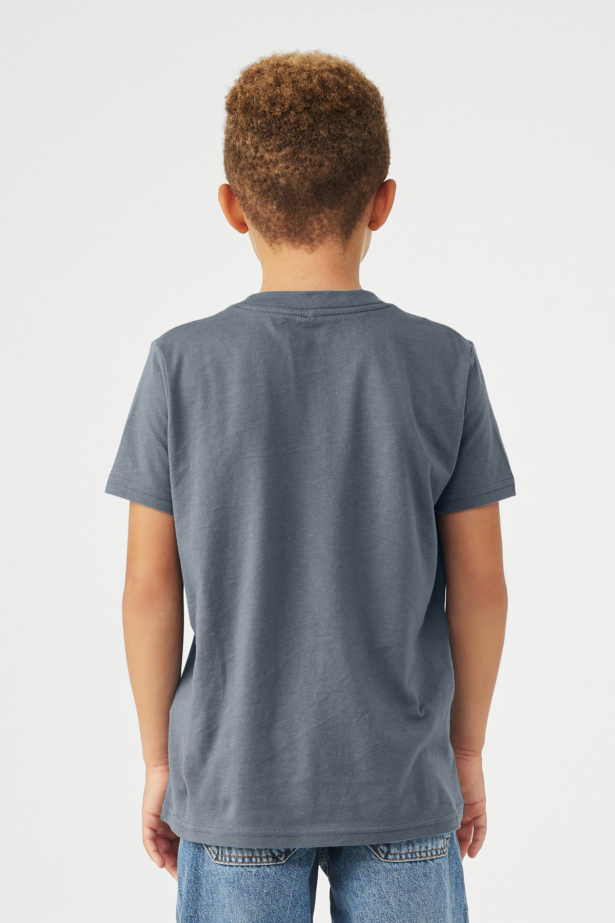 BELLA+CANVAS Youth Jersey Short Sleeve Tee. BC3001Y - Steel Blue - back