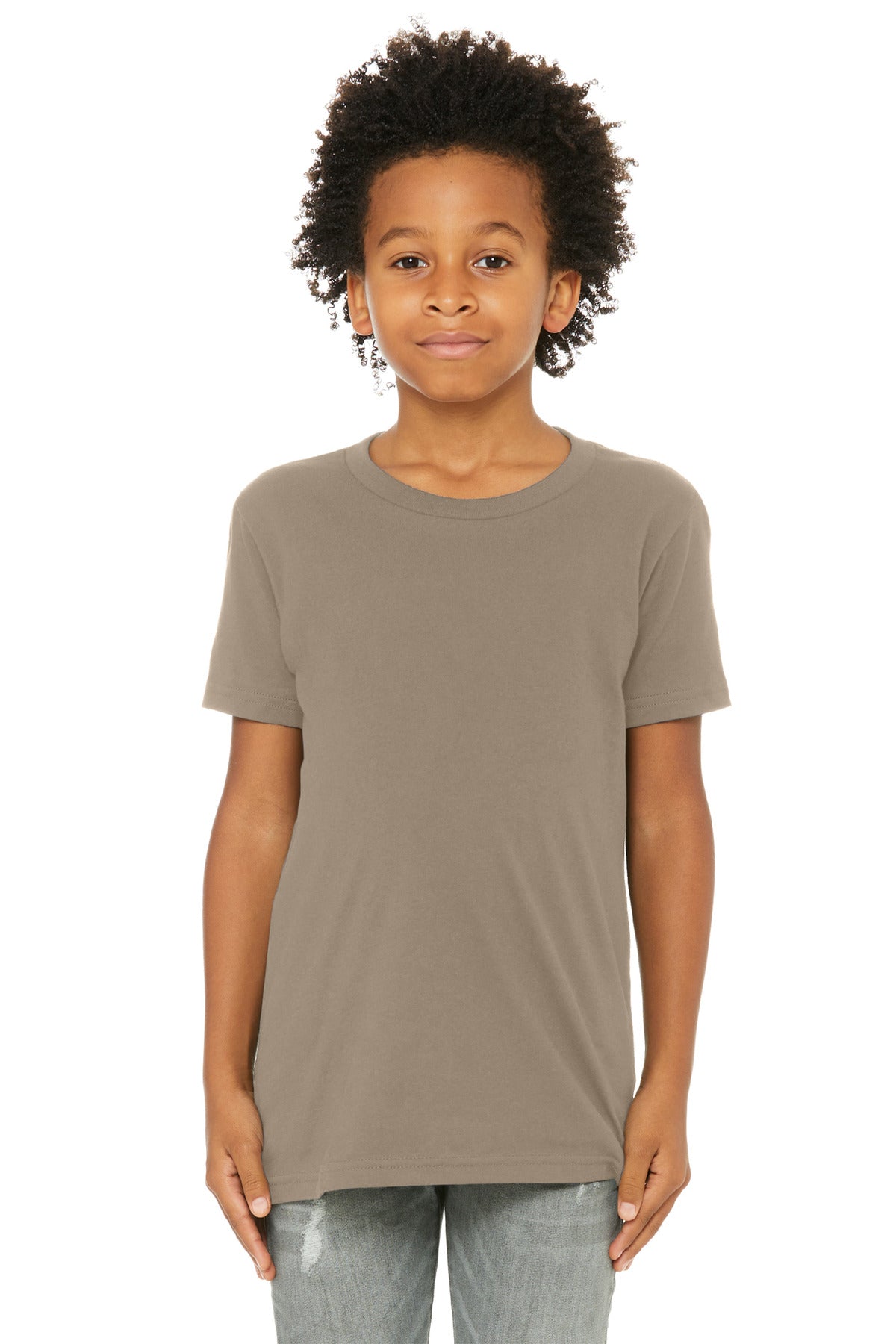 BELLA+CANVAS Youth Jersey Short Sleeve Tee. BC3001Y - Tan - front
