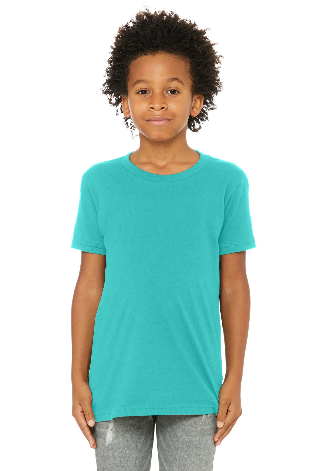 BELLA+CANVAS Youth Jersey Short Sleeve Tee. BC3001Y - Teal - front