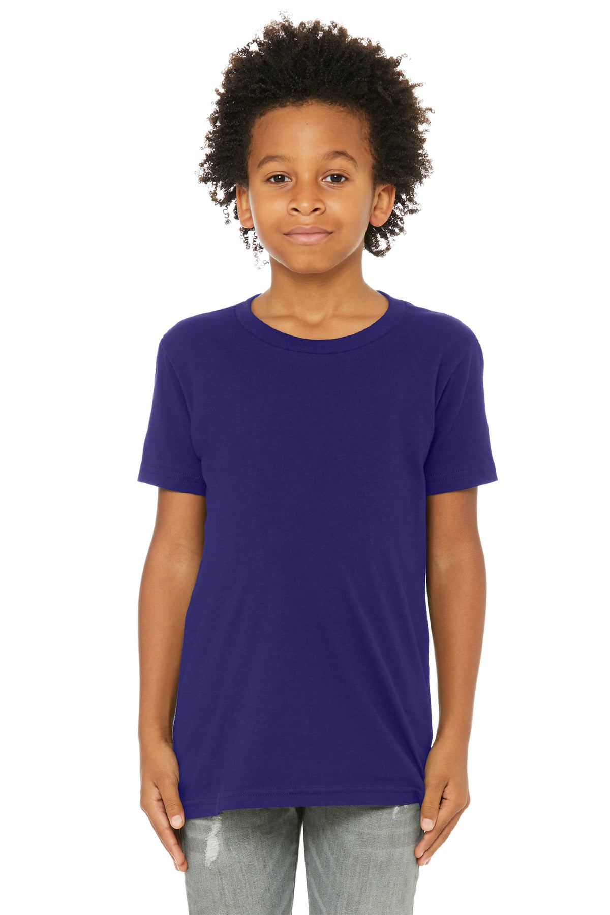 BELLA+CANVAS Youth Jersey Short Sleeve Tee. BC3001Y - Team Purple - front