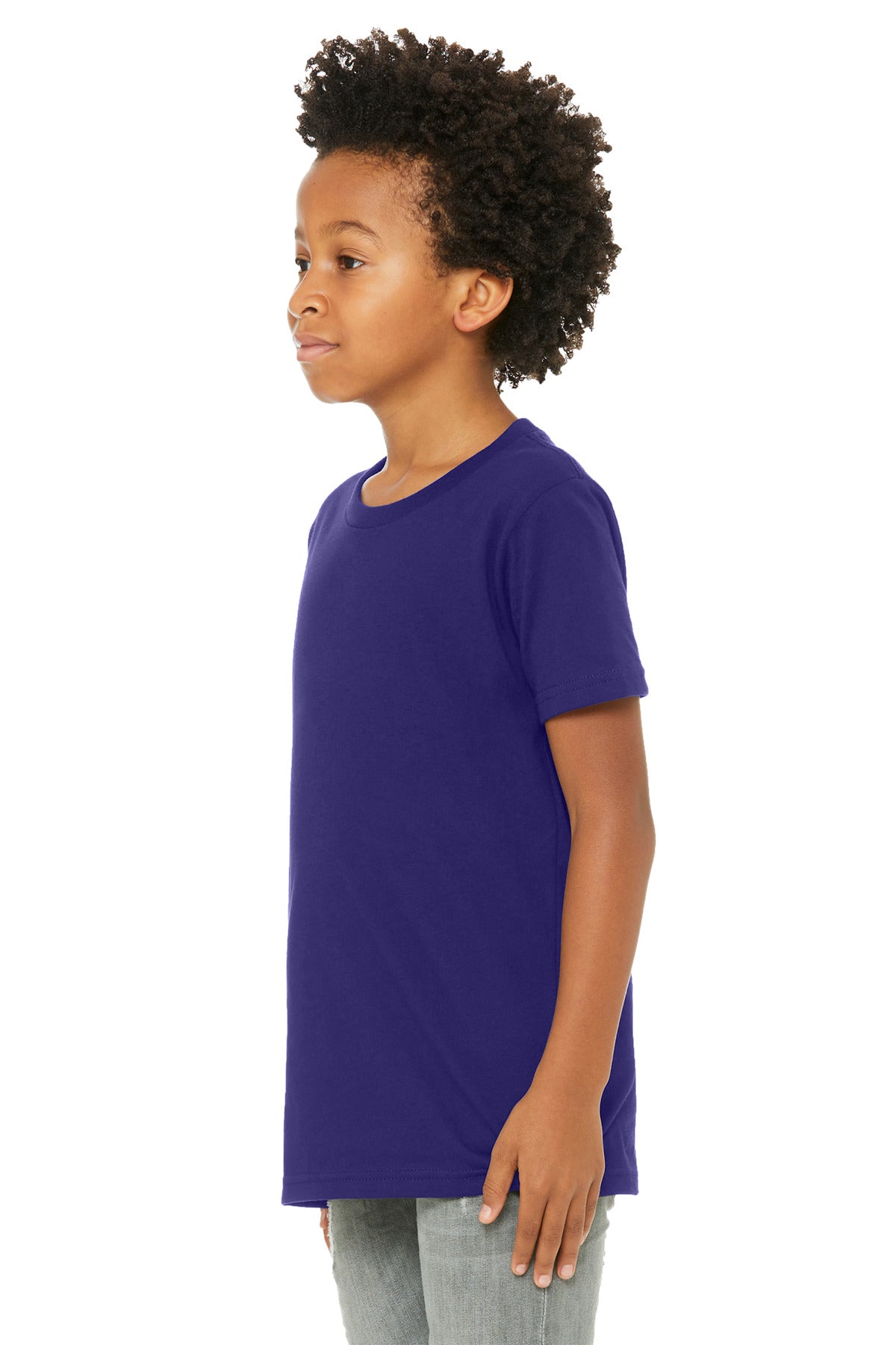 BELLA+CANVAS Youth Jersey Short Sleeve Tee. BC3001Y - Team Purple - side