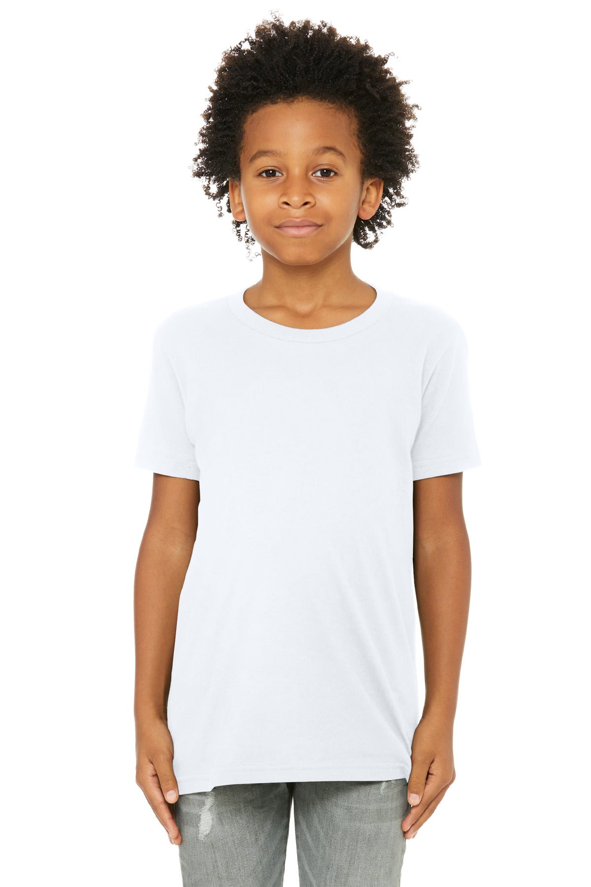BELLA+CANVAS Youth Jersey Short Sleeve Tee. BC3001Y - White - front