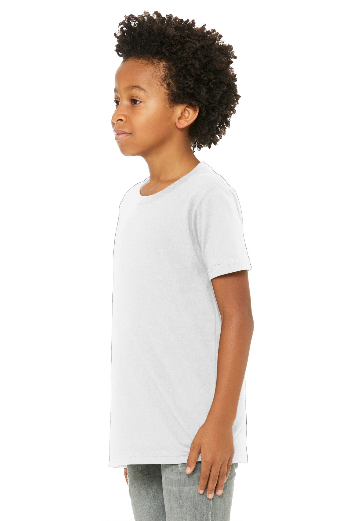 BELLA+CANVAS Youth Jersey Short Sleeve Tee. BC3001Y - White - side