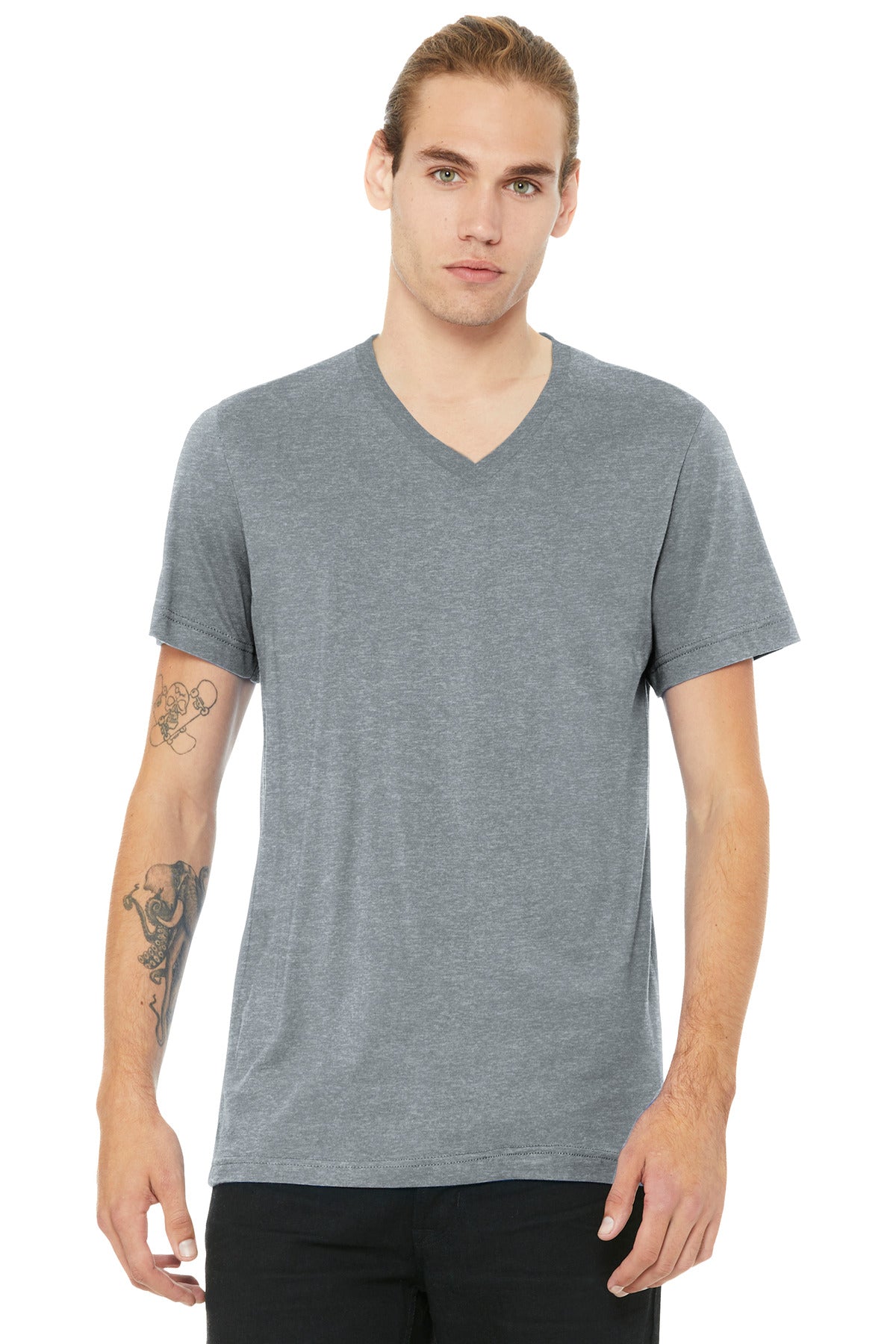 BELLA+CANVAS Unisex Heather CVC V-Neck Tee BC3005CVC - Athletic Heather - front