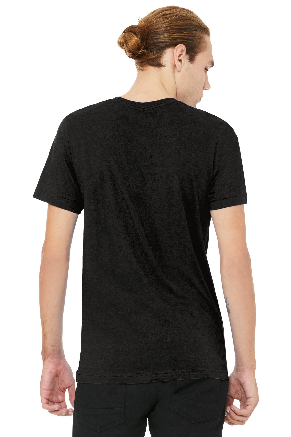 BELLA+CANVAS Unisex Heather CVC V-Neck Tee BC3005CVC - Black Heather - back