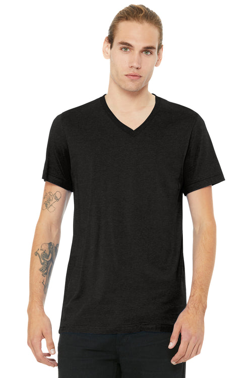 BELLA+CANVAS Unisex Heather CVC V-Neck Tee BC3005CVC - Black Heather - front