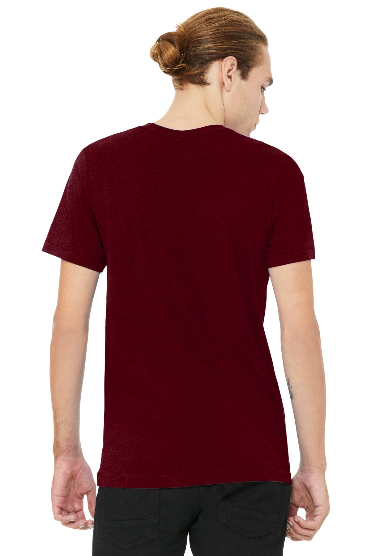 BELLA+CANVAS Unisex Heather CVC V-Neck Tee BC3005CVC - Heather Cardinal - back