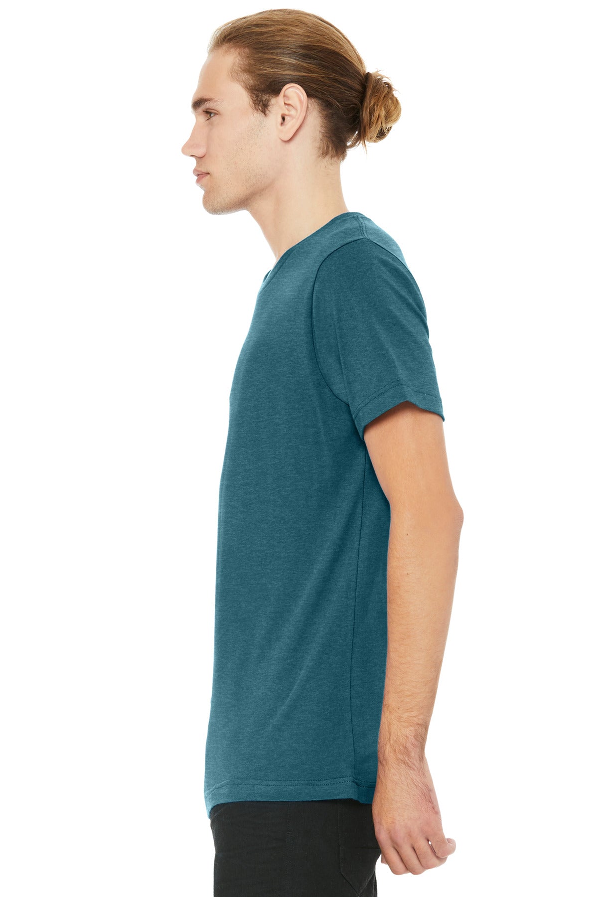 BELLA+CANVAS Unisex Heather CVC V-Neck Tee BC3005CVC - Heather Deep Teal - side