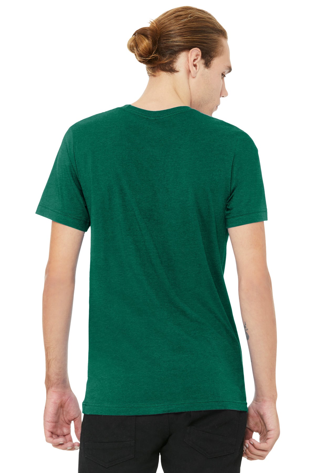 BELLA+CANVAS Unisex Heather CVC V-Neck Tee BC3005CVC - Heather Grass Green - back