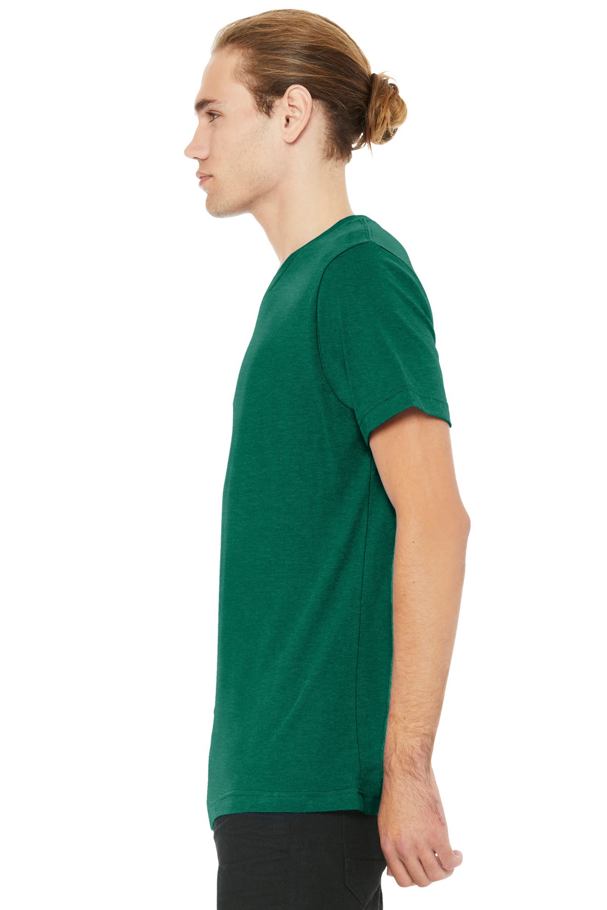 BELLA+CANVAS Unisex Heather CVC V-Neck Tee BC3005CVC - Heather Grass Green - side