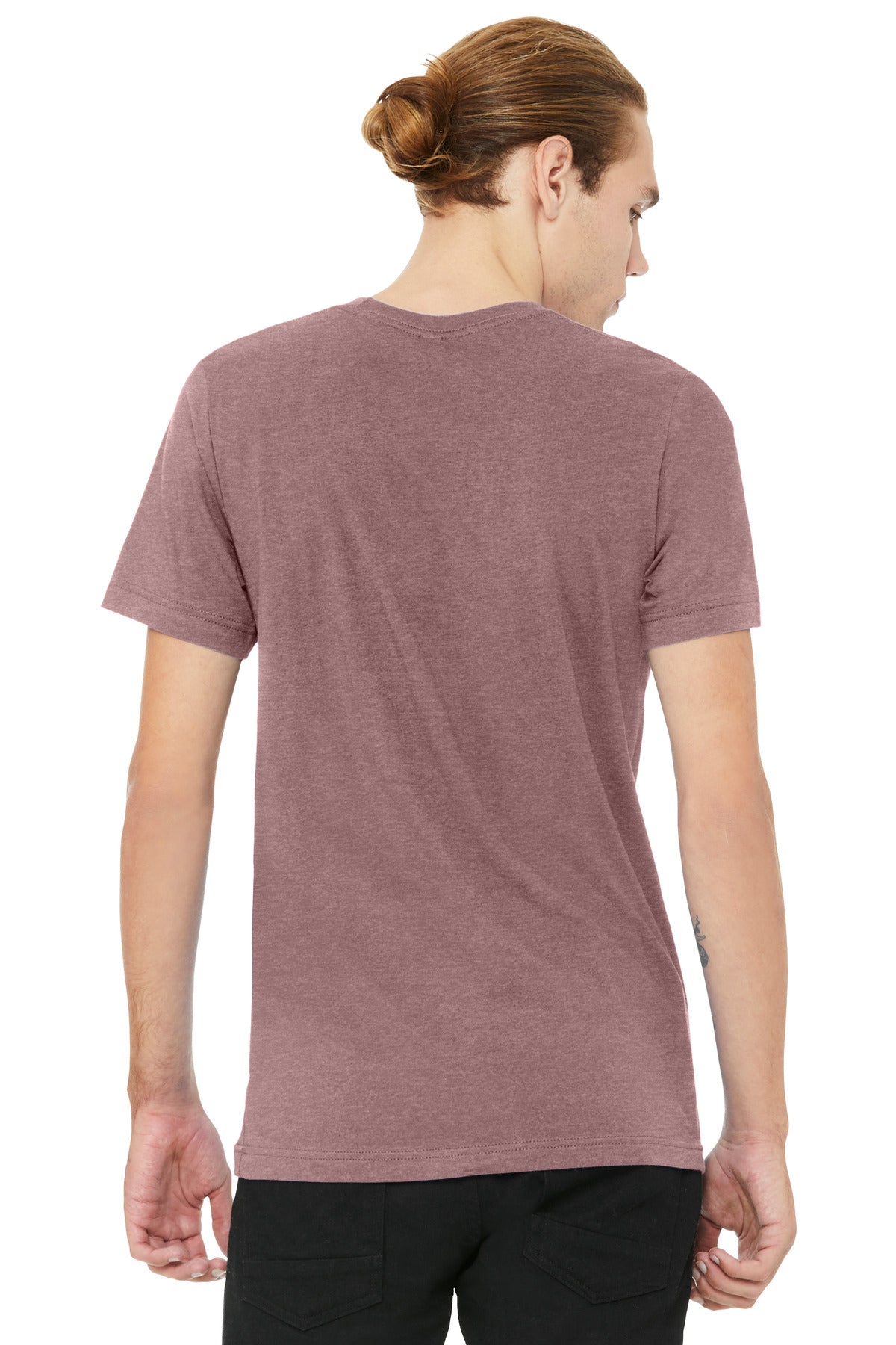 BELLA+CANVAS Unisex Heather CVC V-Neck Tee BC3005CVC - Heather Mauve - back