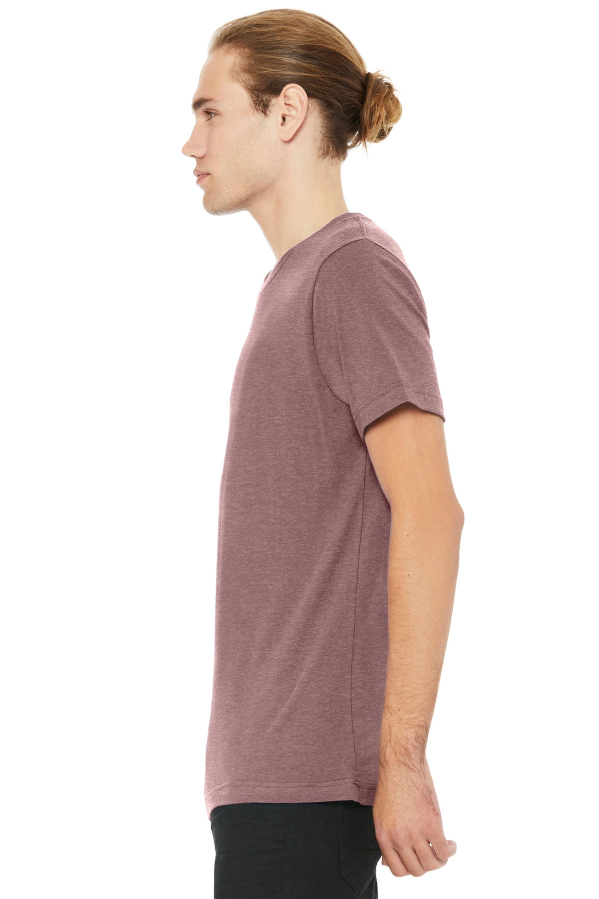 BELLA+CANVAS Unisex Heather CVC V-Neck Tee BC3005CVC - Heather Mauve - side